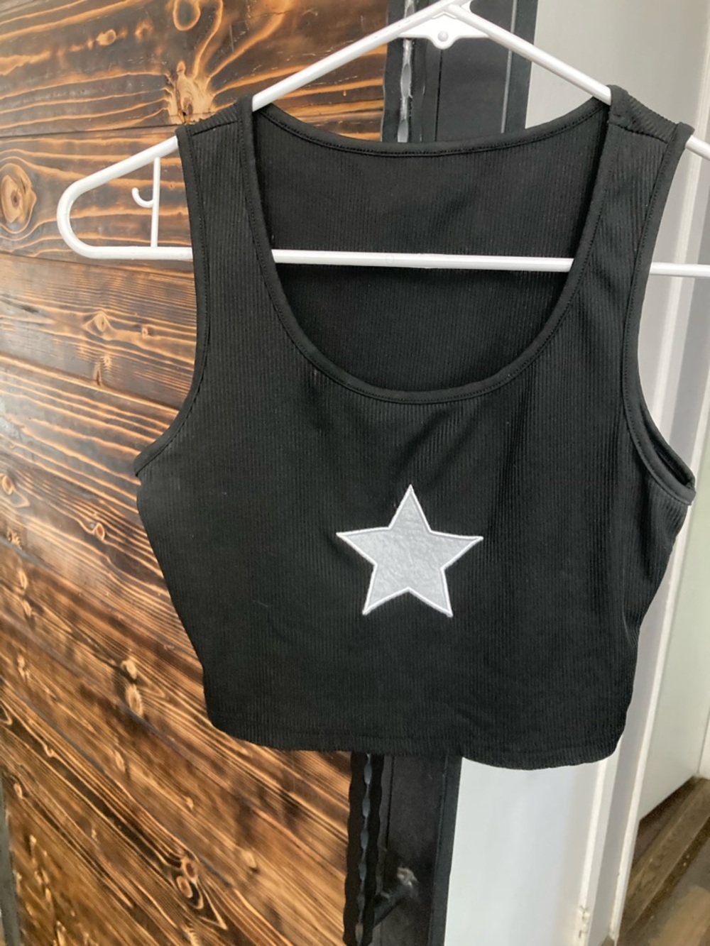 SHEIN Black Ribbed Crop Tank Size XS